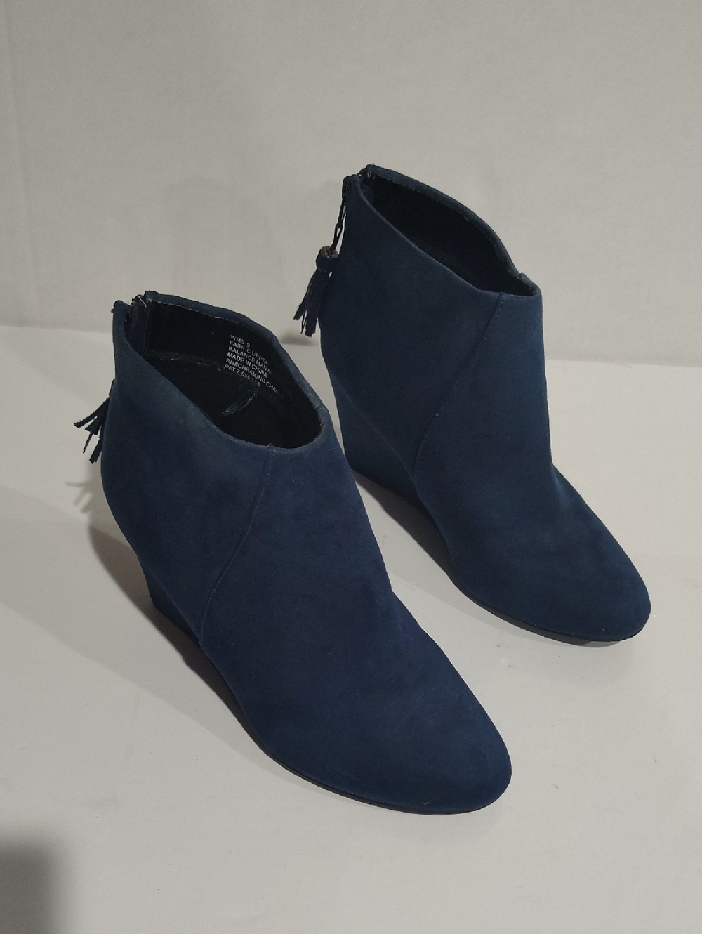 Wedge Ankle Booties in Navy Blue